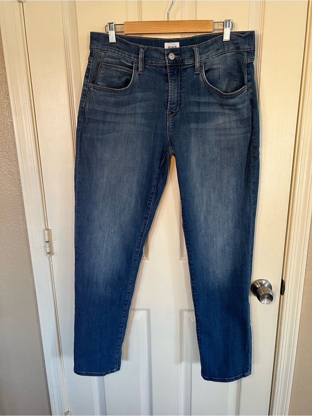 Hudson Blake Slim Straight Jeans Men’s Size 34 Medium Wash Stretch Denim
